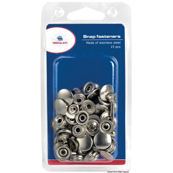 Druckknöpfe 17mm inkl. Werkzeug, 15 Sets, Edelstahl