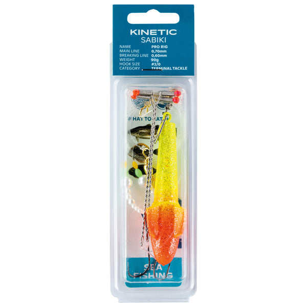 Kinetic, Sabiki Pro Rig für Plattfische, gelb/rot, 90g, #2/0 Haken