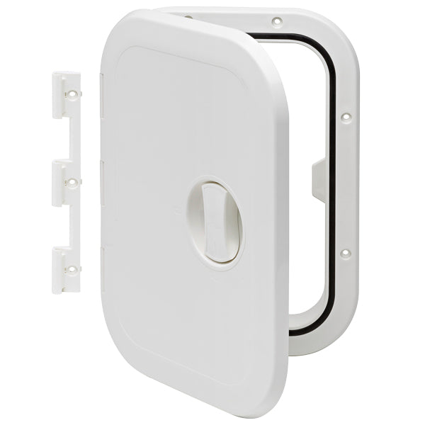 Luke Europa Weiß 458x513mm RAL 9005, inkl. extra Scharnier