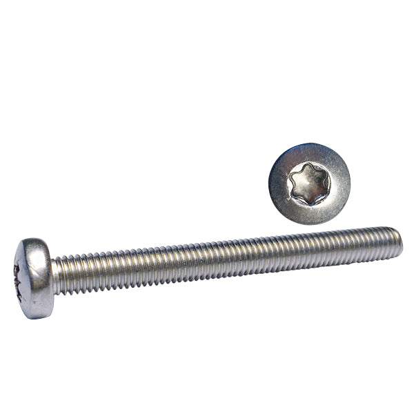 1852 maskinskrue med Torx hoved set på hvid baggrund