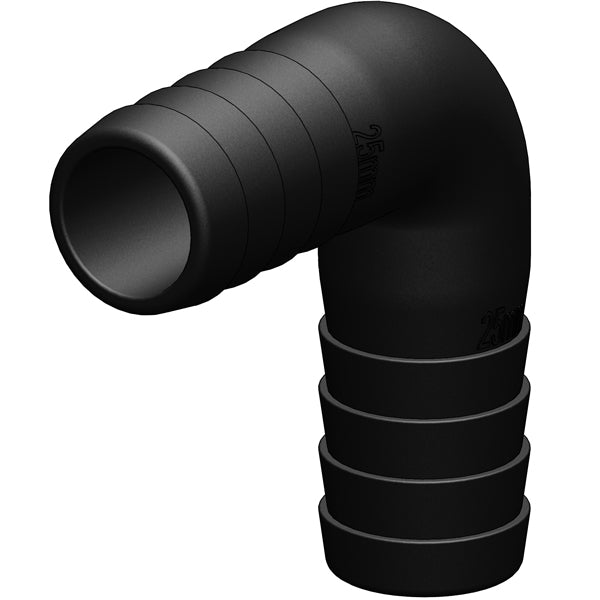 Vinkelstykke 90° 25mm sort fra Trudesign, set fra siden.