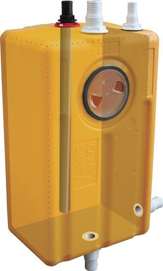 Fäkalientank aus Polyethylen, 83 Liter, 39 cm x 85 cm x 29 cm, 2 x 38mm und 1 x 16mm Anschlussstutzen