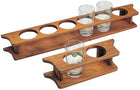 Roca glasholder i teak med plads til to glas, set fra siden.