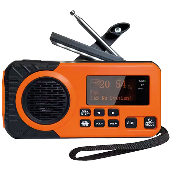 SeaTec, Nødradio med DAB+/FM, solcelle, 5000mAh powerbank, LED lygte, USB-C opladning