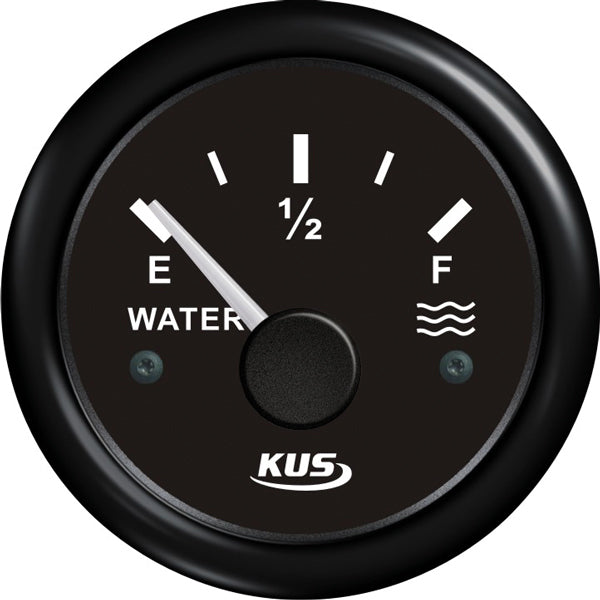 Kus, Tankanzeige Wasser, Schwartz, 0-190 Ohm, 12/24 V, Ø 52 mm