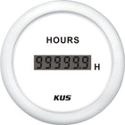 Kus digital timetæller i hvid, set forfra, klar til montering på båd.