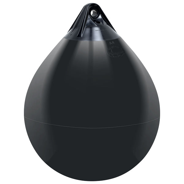 Polyform, Strawberry fender A2, schwarz mit schwarzem Deckel, 390x500mm, Loch Ø: 25mm, Auftrieb: 32kg, Gewicht: 2,1kg