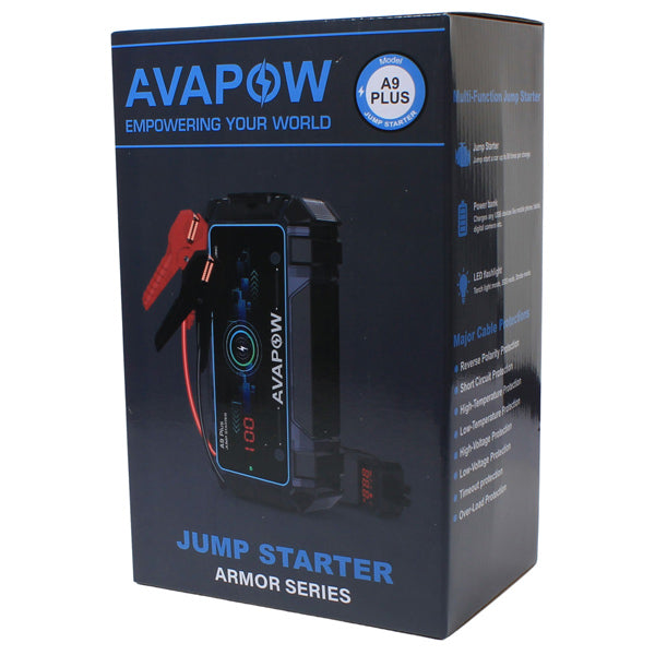 Avapow A9 Plus jump starter 12V, 2000Amp leveres med taske