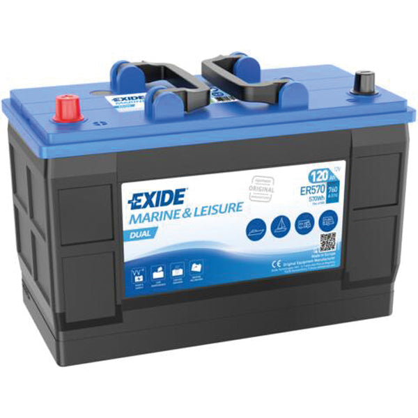 Exide, Batteri Nautilus 120Ah dual 349x175x235 mm