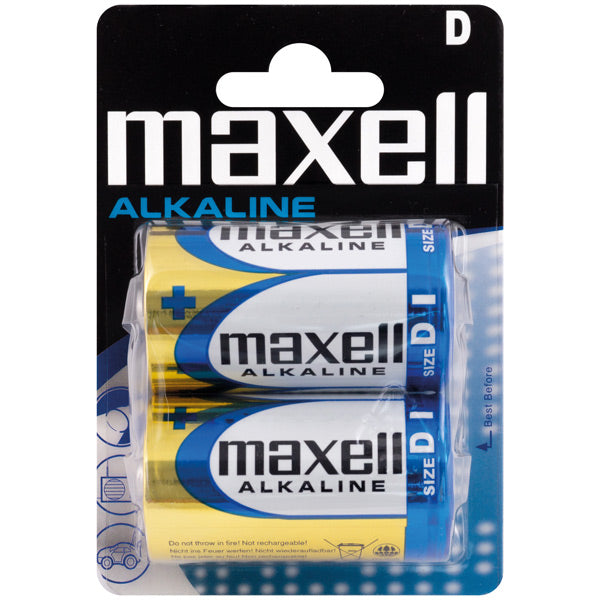 Maxell, Alkalibatterien D / LR20, 2 Stück