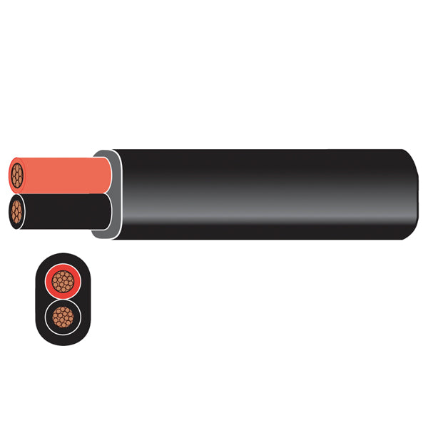 SeaTec, Marinekabel, flad, rød/sort, 2x0,75mm², 30m