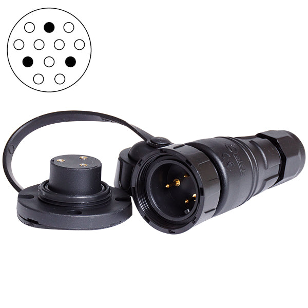 Schnell, Deckelstecker 3-polig, max 12 Ampere, IP67