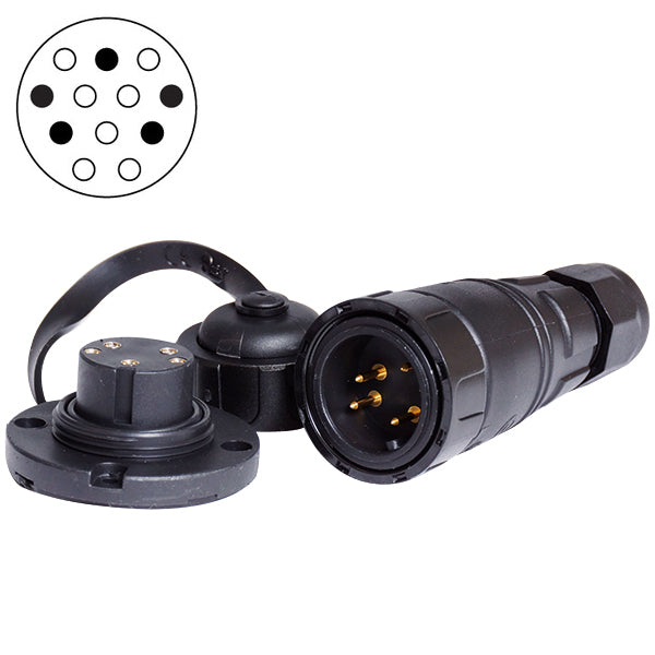 Schnell, Deckelstecker 5-polig, max 12 Ampere, IP67