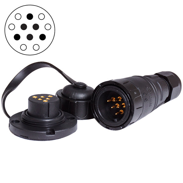 Schnell, Deckelstecker 6-polig, max 12 Ampere, IP67