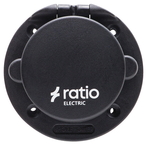 Ratio, Landstrømstikdåse med vandtæt Easylock låg - CEE stik, glasfiber/nylon