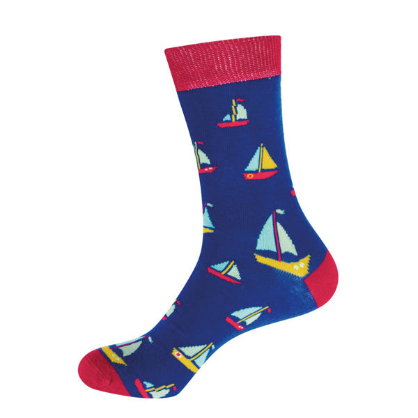 Socken mit Segelbooten blau