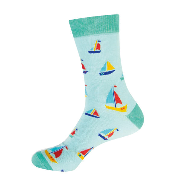 Socken mit Segelbooten hellblau