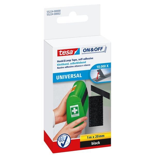 Tesa, Klettband Burretape 20mm, Schwarz, 1,0 m
