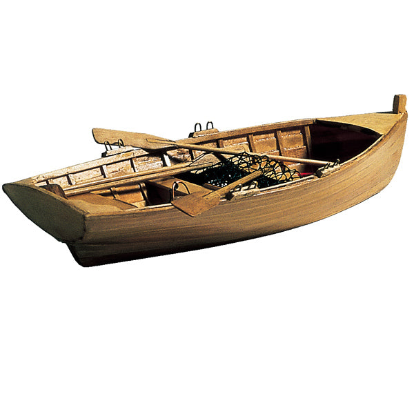 Modellboot Ruderboot, 30x10 cm, mit abnehmbaren Rudern und Fanggeräten