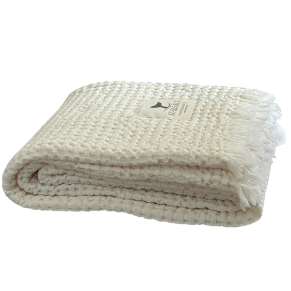 MB SEA &SALT Badehåndklæder vaflet Ecru 180 x 100 cm