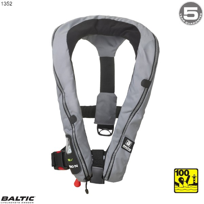 BALTIC, oppustelig redningsvest, Compact 100 auto Grå 1352 Str. 30-110